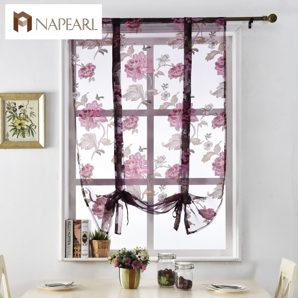 Floral Kitchen Curtains
 NAPEARL Floral roman curtains short kitchen valance