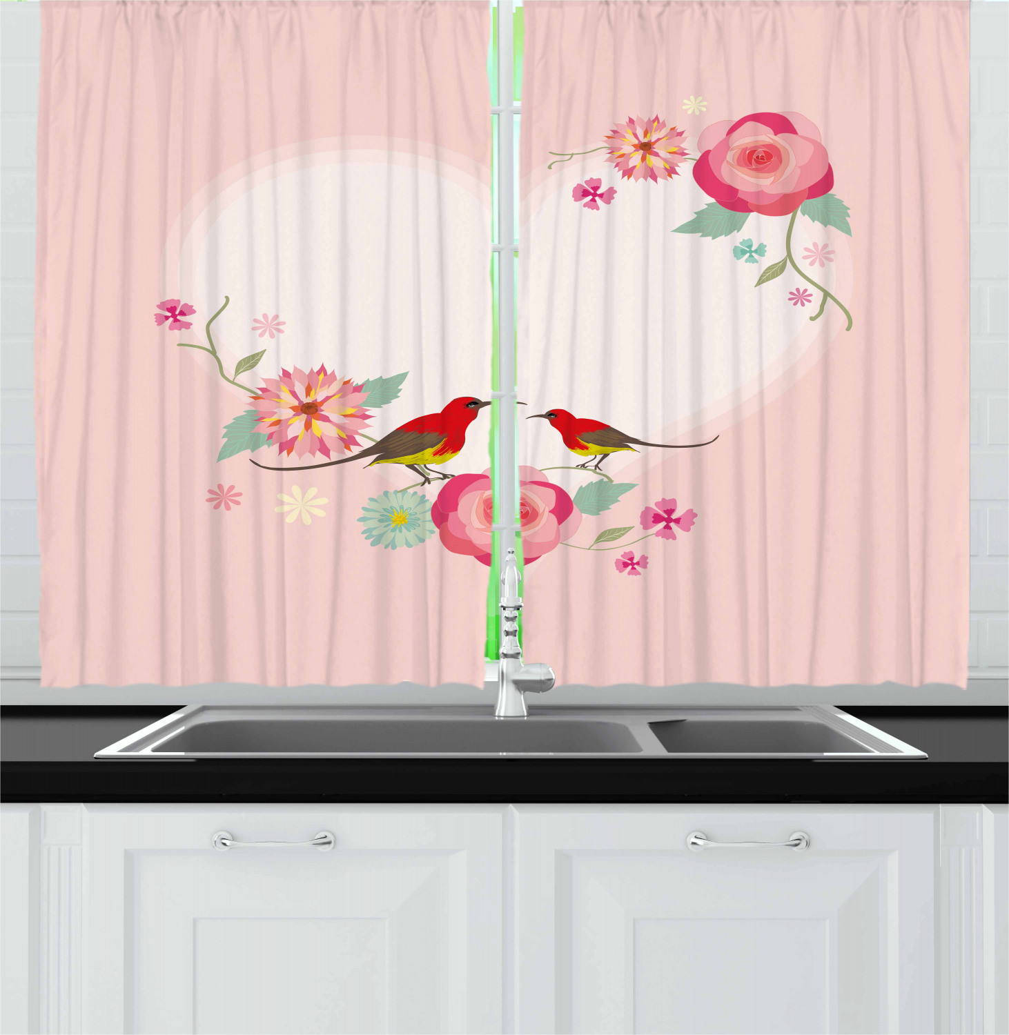 Floral Kitchen Curtains
 Floral Kitchen Curtains 2 Panel Set Home Decor Window