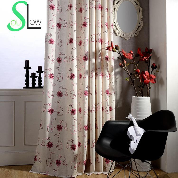 Floral Kitchen Curtains
 Slow Soul Red Blue Small Flower Fresh Elegant Curtain