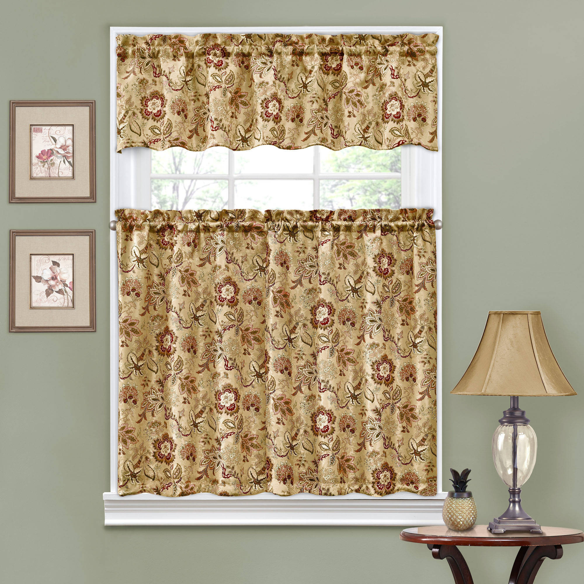 Floral Kitchen Curtains
 Traditions by Waverly Navarra Floral Kitchen Curtain and