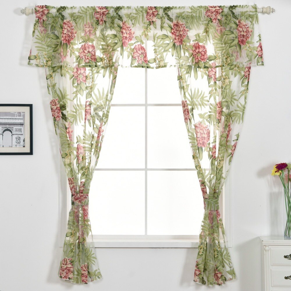 Floral Kitchen Curtains
 Valance curtain tiebacks decoration window floral flower