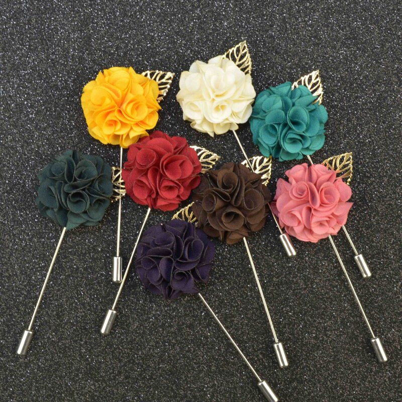 Flower Pins
 Fashion Handmade Flower Boutonniere Stick Brooch Pin Mens
