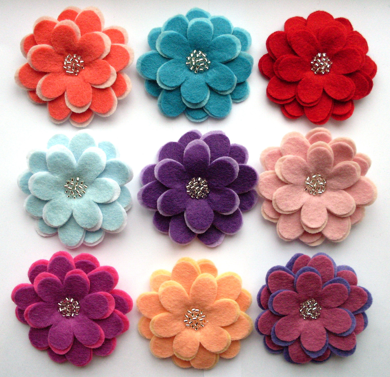 Flower Pins
 Beaded Flower Brooches