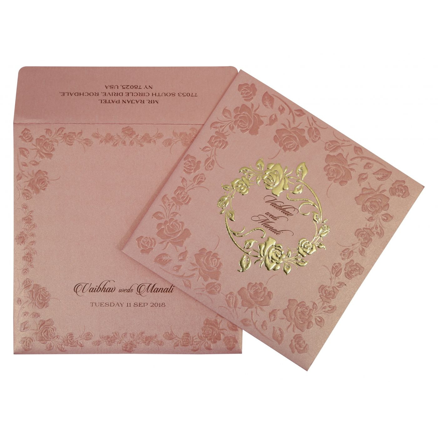 Foil Stamped Wedding Invitations
 BABY PINK SHIMMERY FLORAL THEMED FOIL STAMPED WEDDING