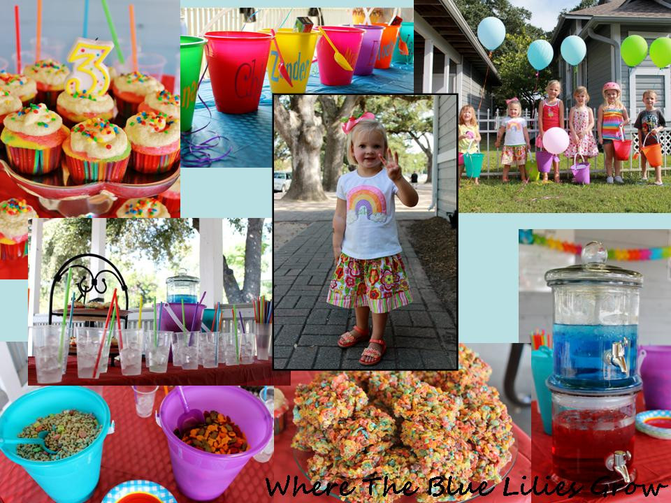 Food Ideas For 3 Year Old Birthday Party
 Where The Blue Lilies Grow Rainbow Birthday Party for a