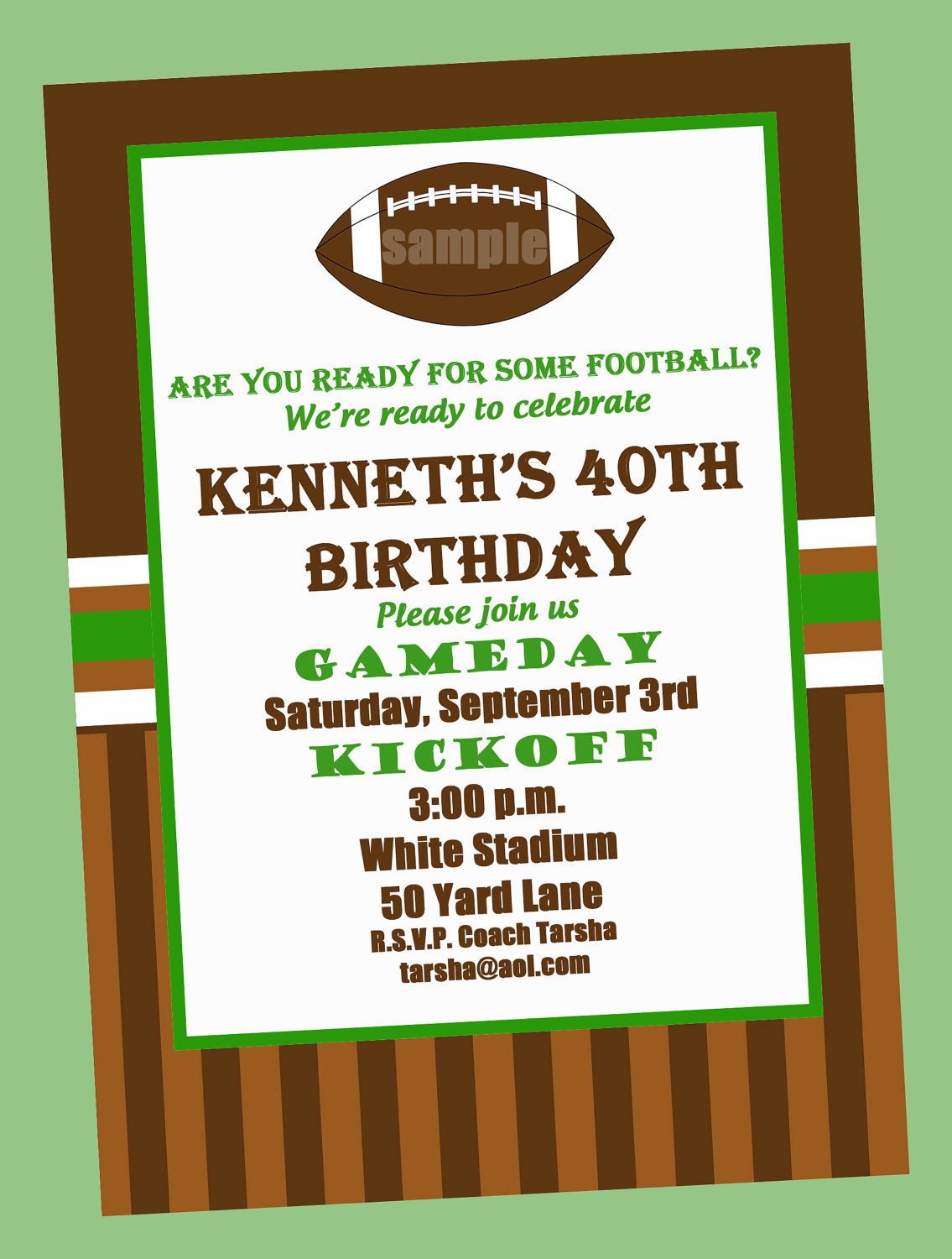 Football Birthday Party Invitations
 Football Birthday Party Invitation Printable or Printed with