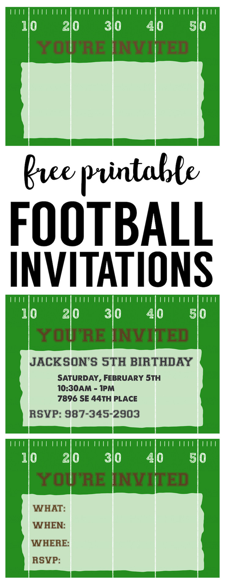 Football Birthday Party Invitations
 Football Party Invitation Template Free Printable