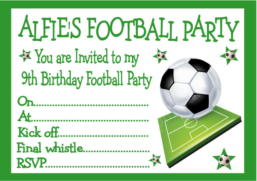 Football Birthday Party Invitations
 PERSONALISED INVITES CHILDRENS BOYS FOOTBALL BIRTHDAY