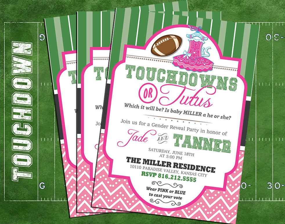 Football Gender Reveal Party Ideas
 Touchdowns or Tutus Gender Reveal Invitation Tutus and