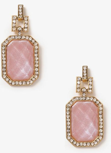 Forever 21 Earrings
 Forever 21 Bold Emerald Cut Earrings in Pink dusty pink