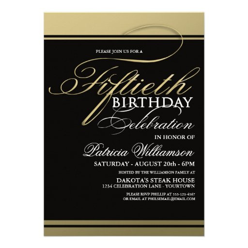 Formal Birthday Invitations
 Gold Formal 50th Birthday Invitations 5" X 7" Invitation
