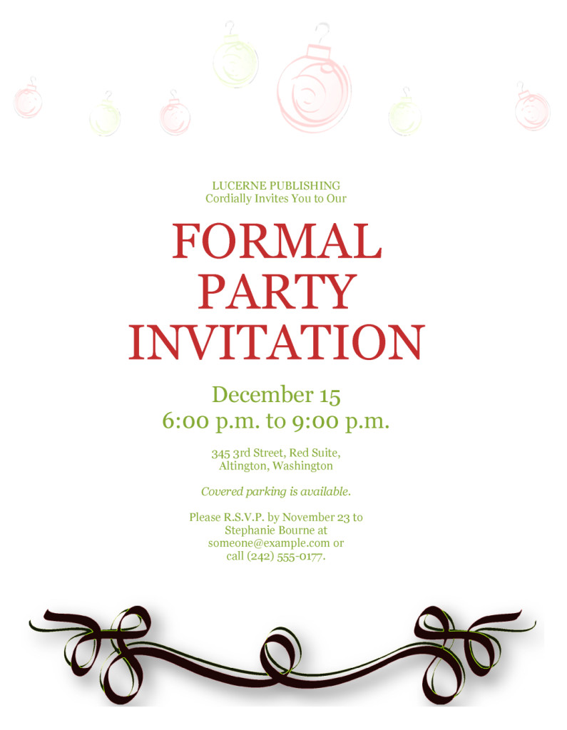 Formal Birthday Invitations
 Formal Party Invitation Template