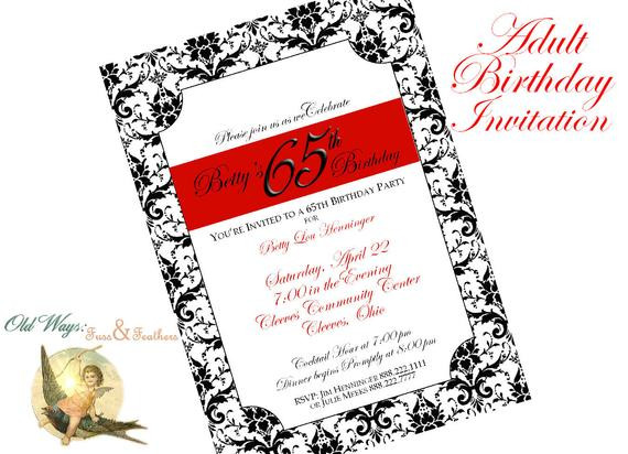 Formal Birthday Invitations
 Items similar to Formal Adult Birthday Party Invitation