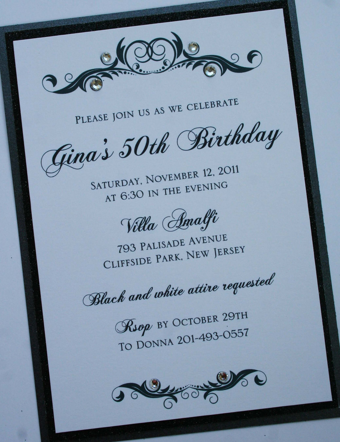 Formal Birthday Invitations
 Black and White Elegance Formal Birthday Invitation