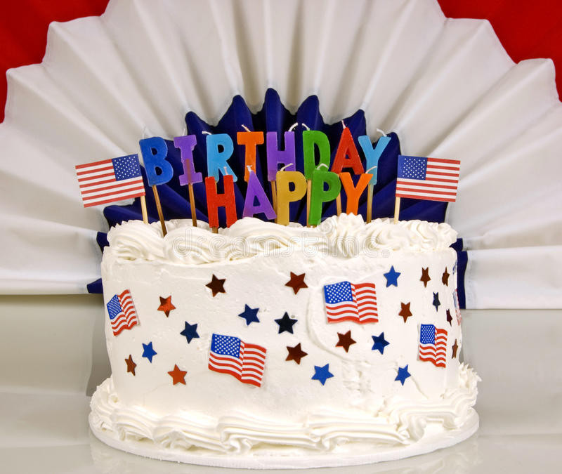 Fourth Of July Birthday Cakes
 July 4th Patriotic Birthday Cake Stock Image Image of