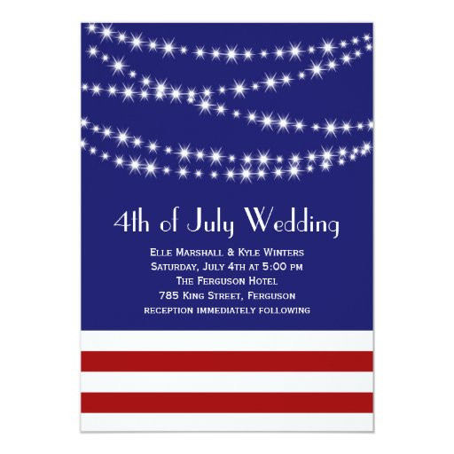 Fourth Of July Wedding Invitations
 Twinkle Lights 4th of July Wedding Invitation