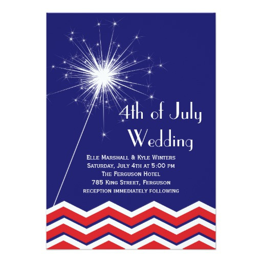Fourth Of July Wedding Invitations
 4Th July Wedding Invitation With Chevrons Invitation