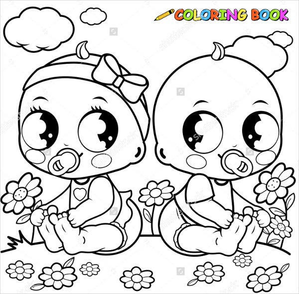 Free Baby Coloring Pages
 9 Baby Girl Coloring Pages JPG AI Illustrator Download