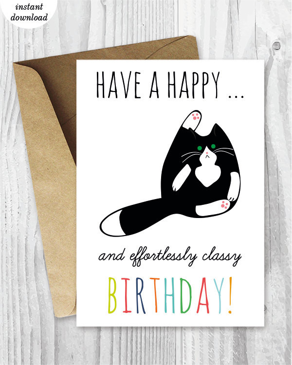 Free Funny Printable Birthday Cards
 Printable Birthday Cards Funny Cat Birthday Cards Instant