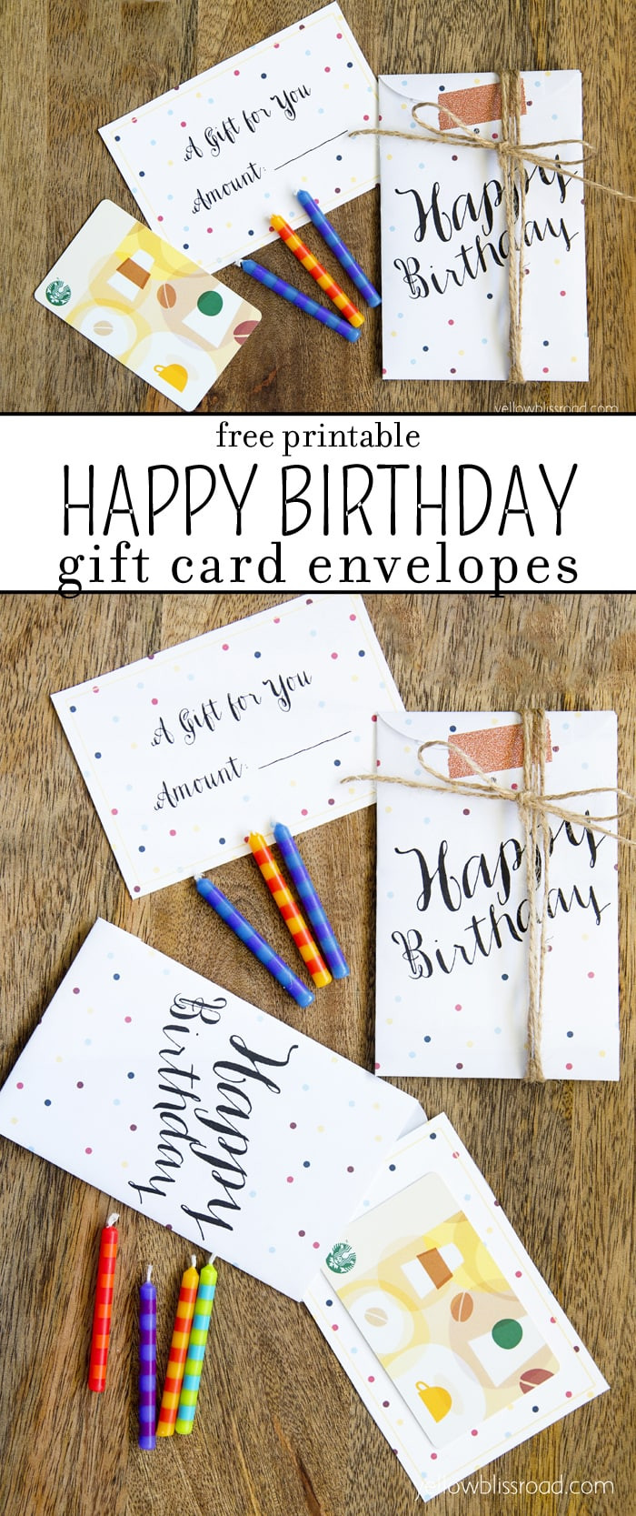 Free Gifts On Birthday
 Free Printable Birthday Gift Card Envelopes Yellow Bliss