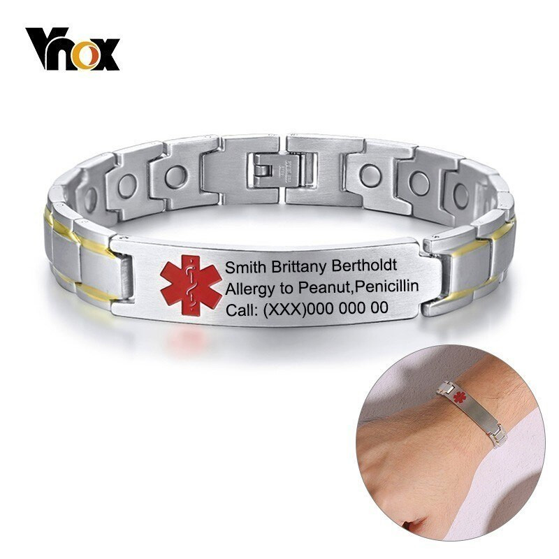 Free Medical Id Bracelets
 Vnox Free Personalized Engraving Medical Alert ID
