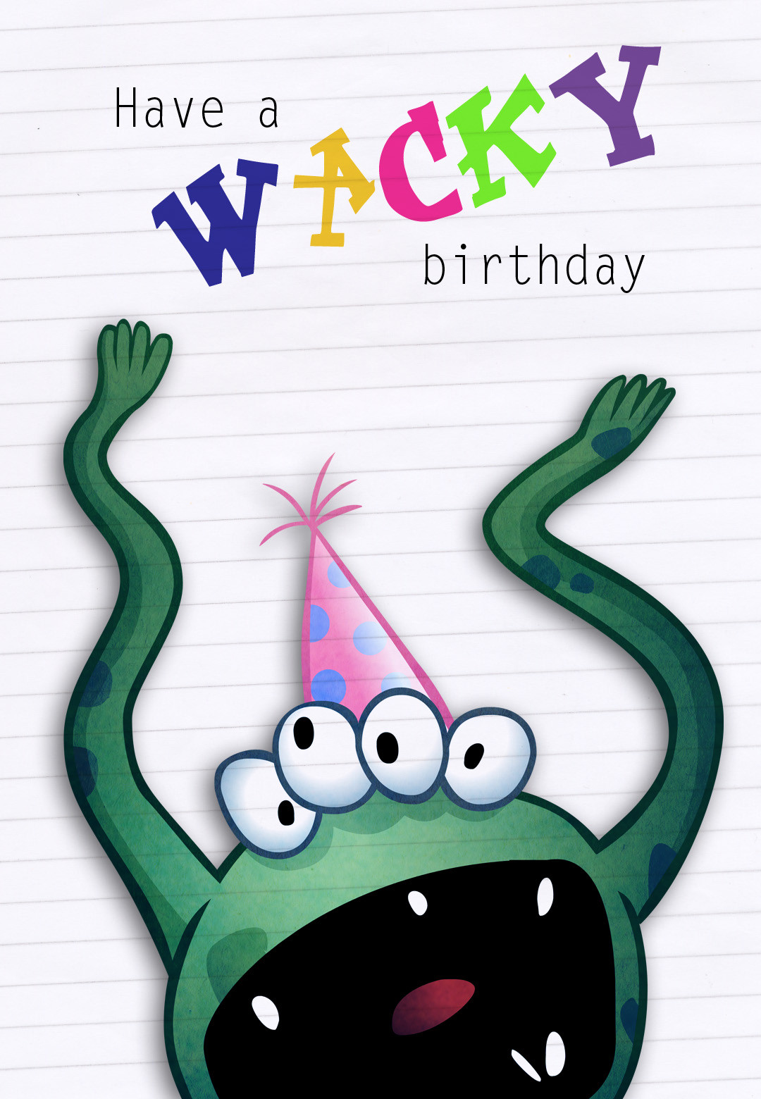 Free Printable Birthday Cards For Kids
 Funny Four Eyed Monster Birthday Card