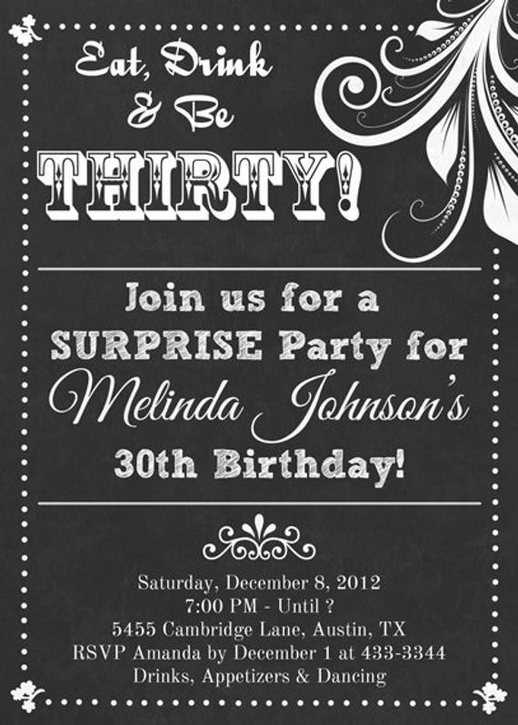 Free Printable Birthday Invitations For Adults
 Chalkboard Look Adult Birthday Party Invitation