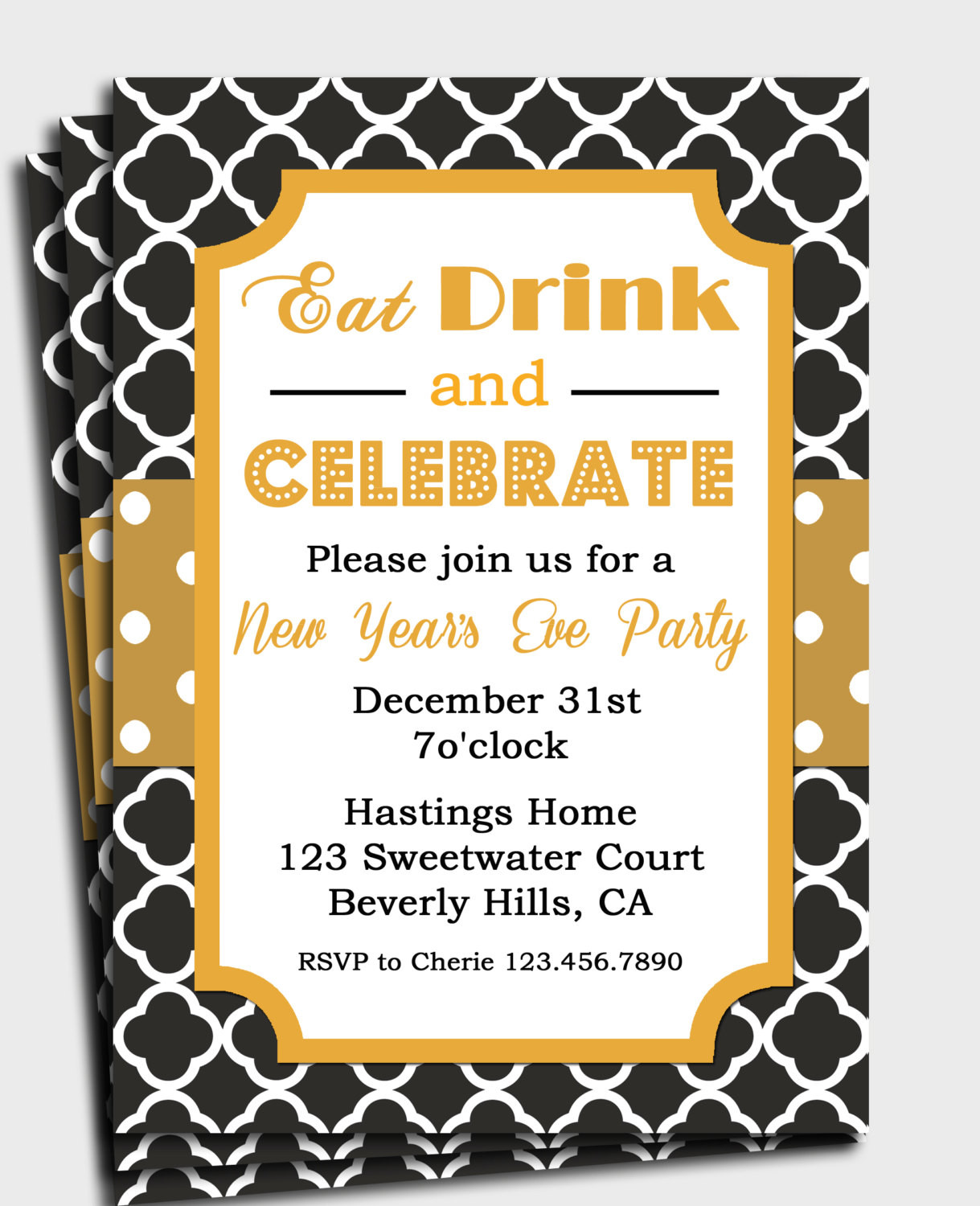 Free Printable Birthday Invitations For Adults
 Black and Gold Invitation Printable or Printed with FREE