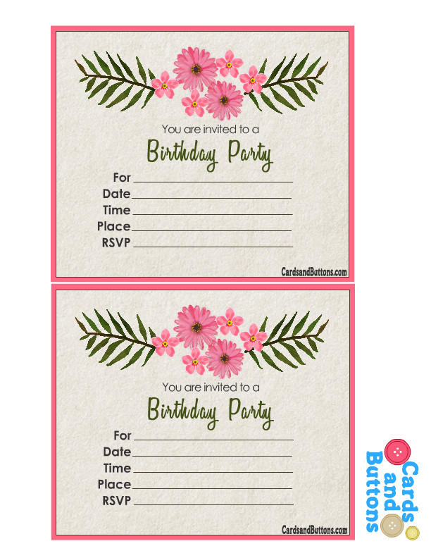 Free Printable Birthday Invitations For Adults
 Free Printable Floral Invitations for Birthday
