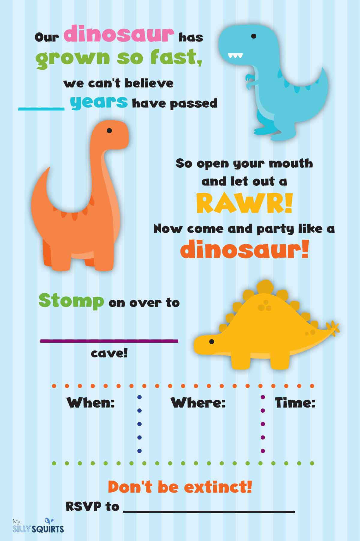 Free Printable Dinosaur Birthday Invitations
 Rawr FREE Dinosaur Birthday Party Printables