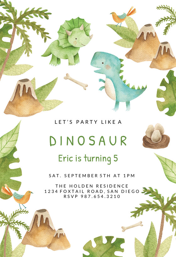 Free Printable Dinosaur Birthday Invitations
 Dino adventure Birthday Invitation Template free in