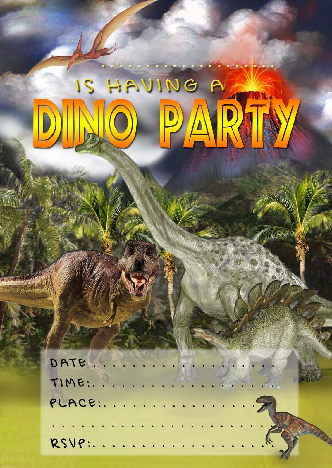 Free Printable Dinosaur Birthday Invitations
 FREE Kids Party Invitations Dinosaur Invitation