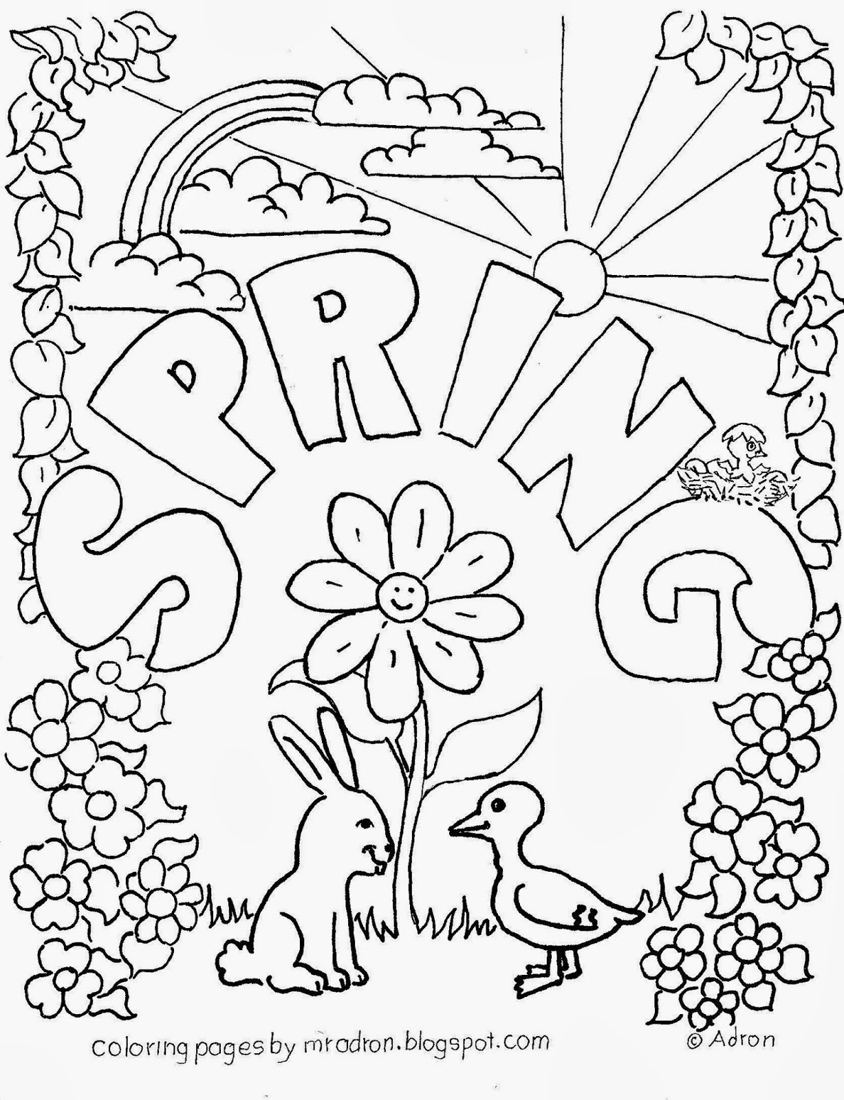 Free Printable Spring Coloring Pages
 Coloring Pages for Kids by Mr Adron Spring Free