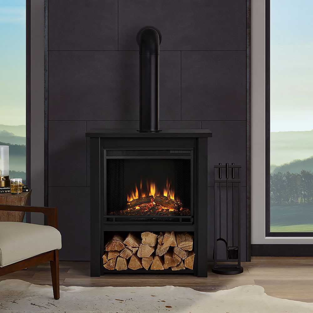 Free Standing Electric Fireplace
 Hollis Electric Fireplace in Matte Black 5005E BK