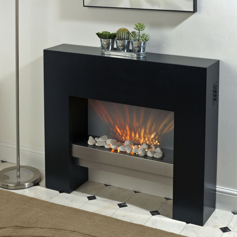 Free Standing Electric Fireplace
 BLACK FREE STANDING ELECTRIC FIRE MDF SURROUND FIREPLACE