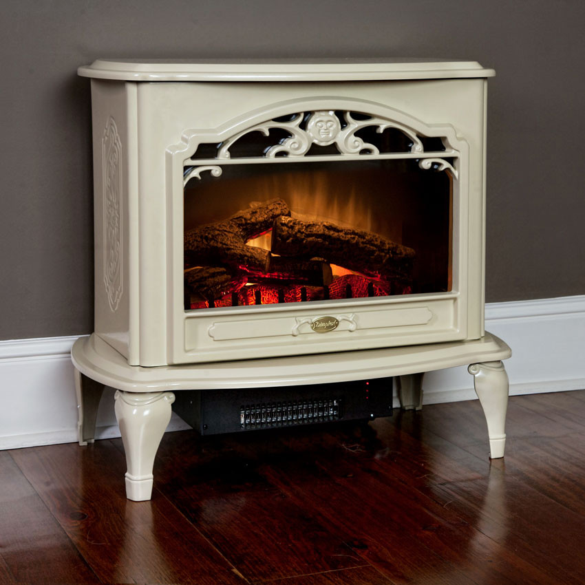 Free Standing Electric Fireplace
 Celeste Freestanding Electric Stove in Cream