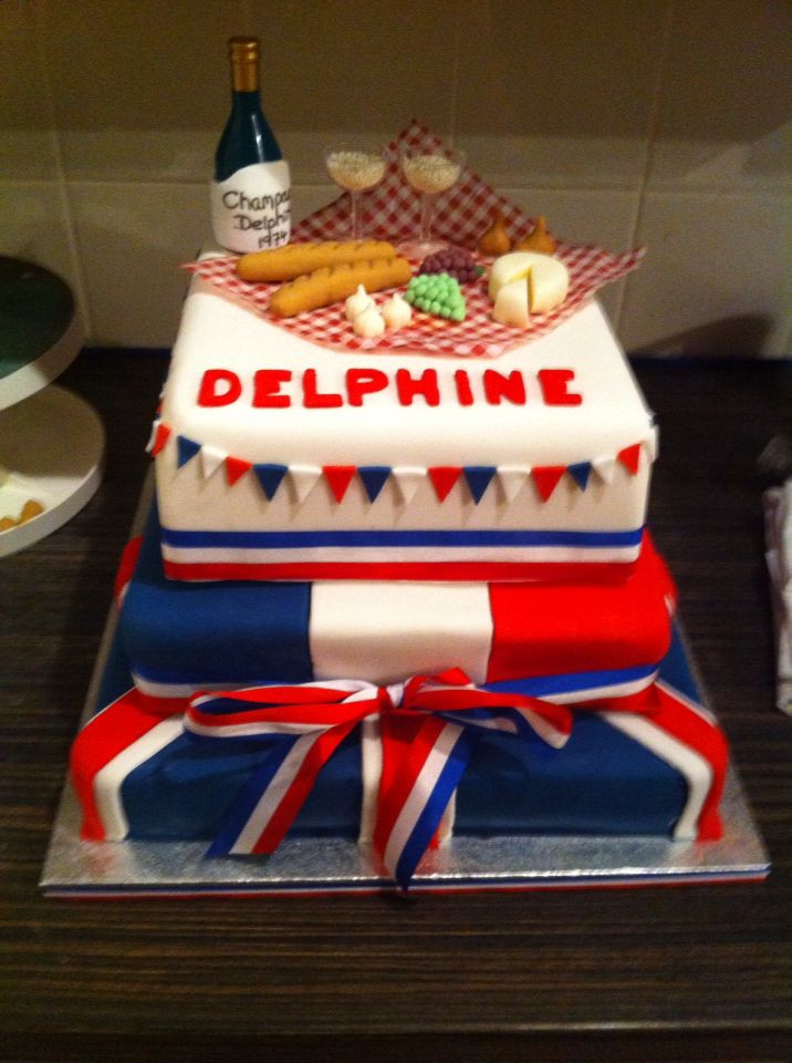 French Birthday Cake
 English French Anglo Franco Union Jack French flag cake