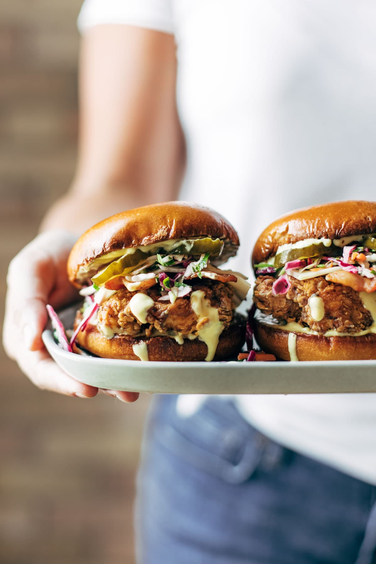 Fried Pork Sandwiches
 Summertime Fried Chicken Sandwiches with Tangy Slaw Recipe