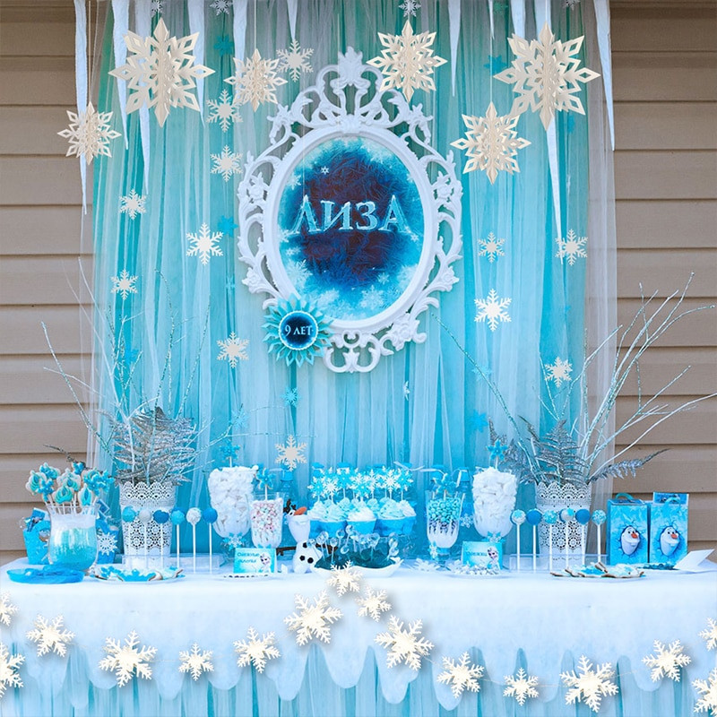 Frozen Birthday Decor
 Frozen White Blue Birthday Party Kits Supplies Paper 3D