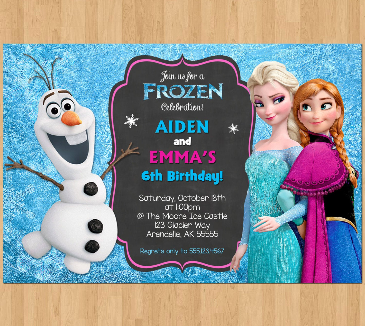 Frozen Birthday Invitation
 Sibling Birthday Invitation Frozen Invitation Olaf Elsa Anna