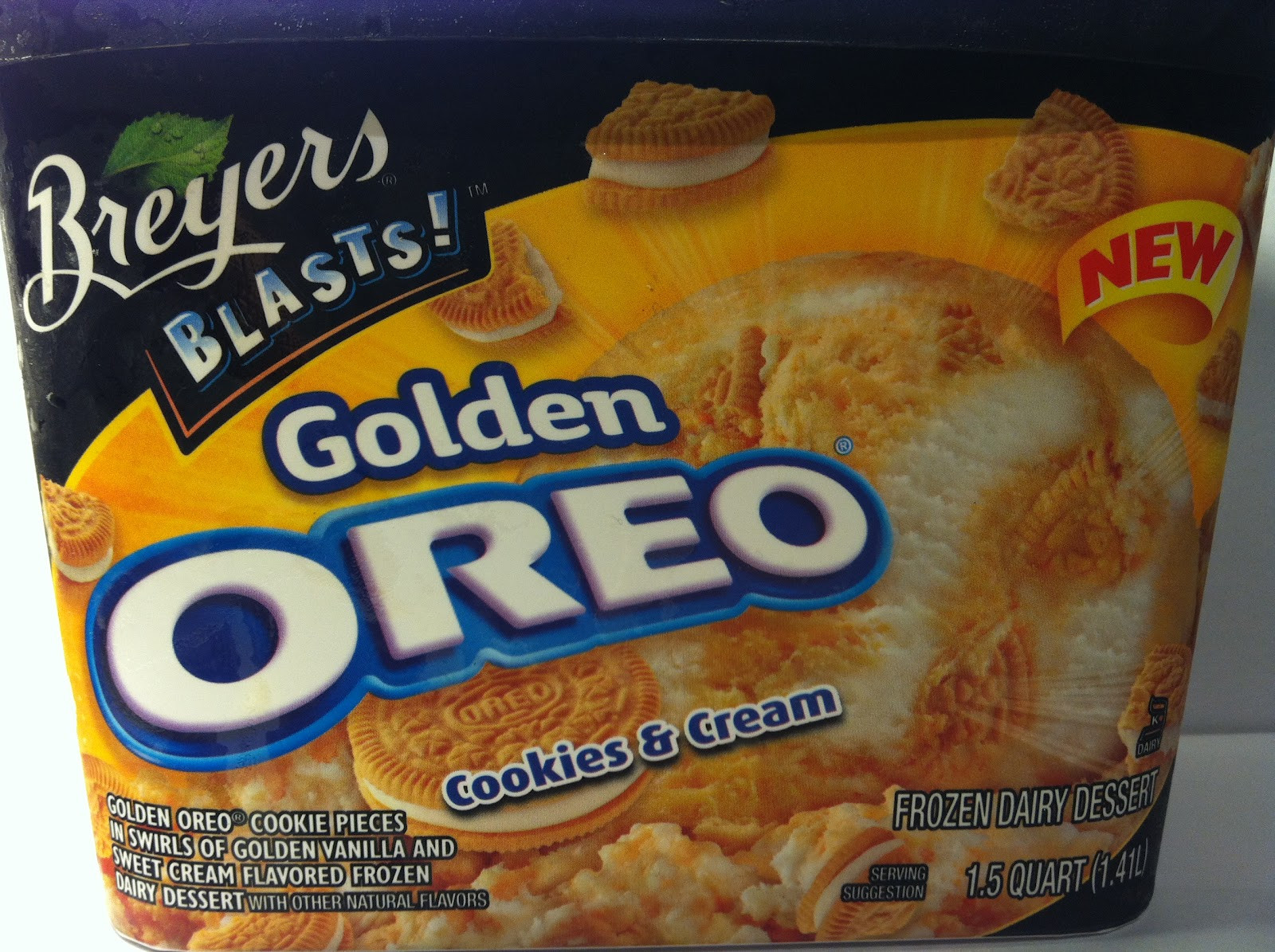 Frozen Dairy Dessert
 Review Breyers Blasts Golden Oreo Cookies & Cream Frozen