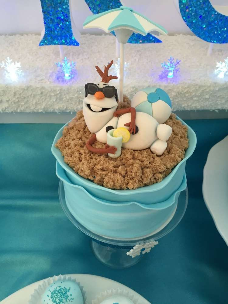 Frozen Party Ideas For Summer
 Olaf in summer mini cake at a Frozen birthday party See