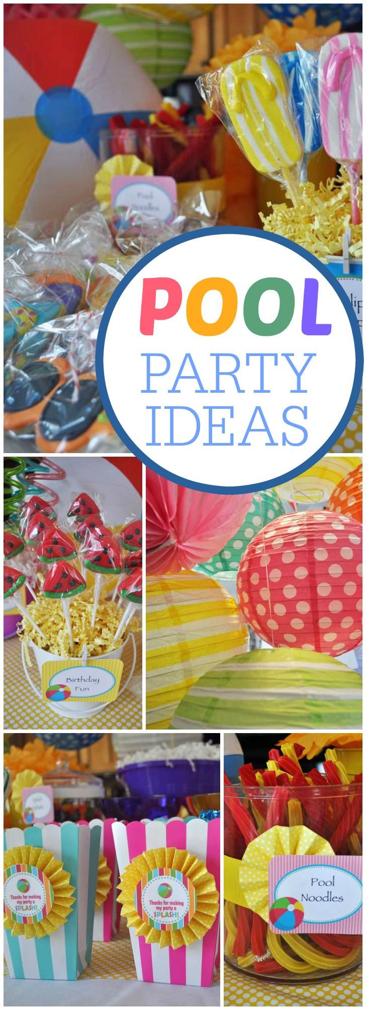 Fun Pool Party Ideas
 This fun pool birthday party has lots of flip flops and