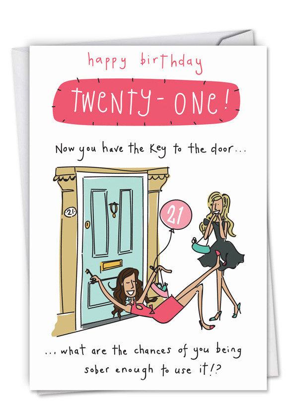 Funny 21 Birthday Cards
 Key To The Door 21 Birthday Funny Greeting Card