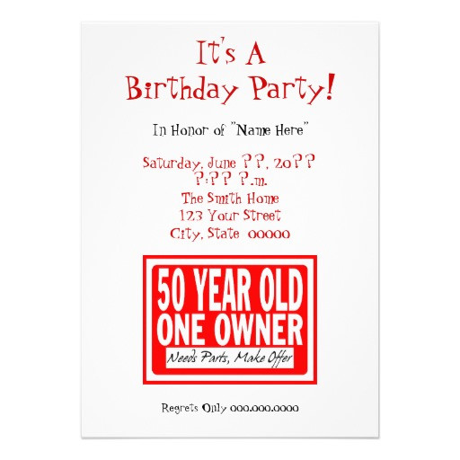 Funny 50th Birthday Invitations
 FREE Printable Funny 50th Birthday Party Invitations