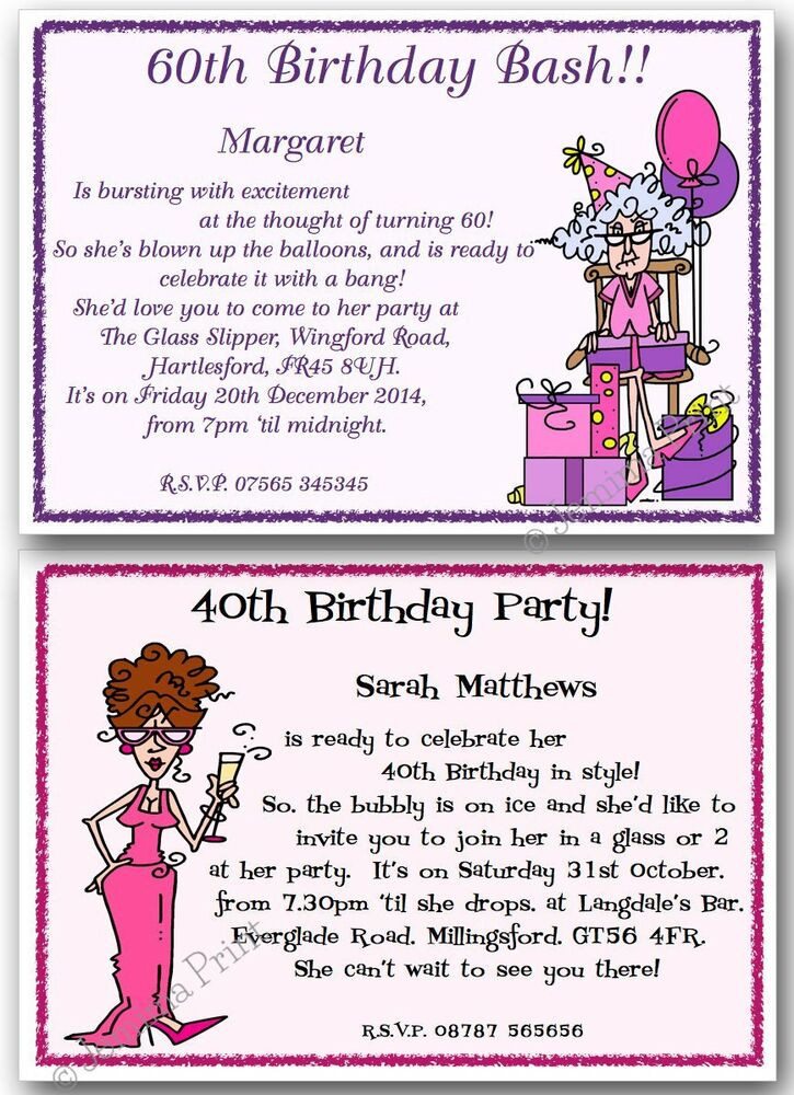 Funny 50th Birthday Invitations
 30th 40th 50th 60th 70th 80th personalised funny Birthday