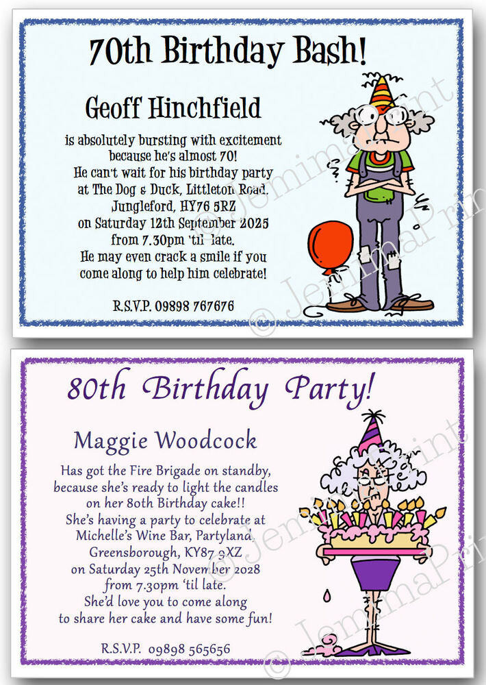 Funny 50th Birthday Invitations
 40th 50th 60th 70th 80th 90th funny Personalised Birthday