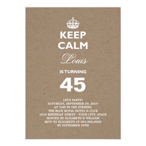 Funny 50th Birthday Invitations
 Kraft Paper Keep Calm Funny 50th Birthday Party