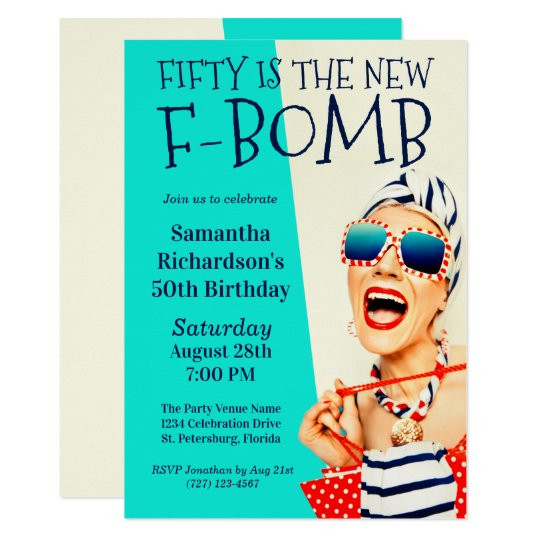 Funny 50th Birthday Invitations
 Funny Retro 50th Birthday F Bomb Invitation