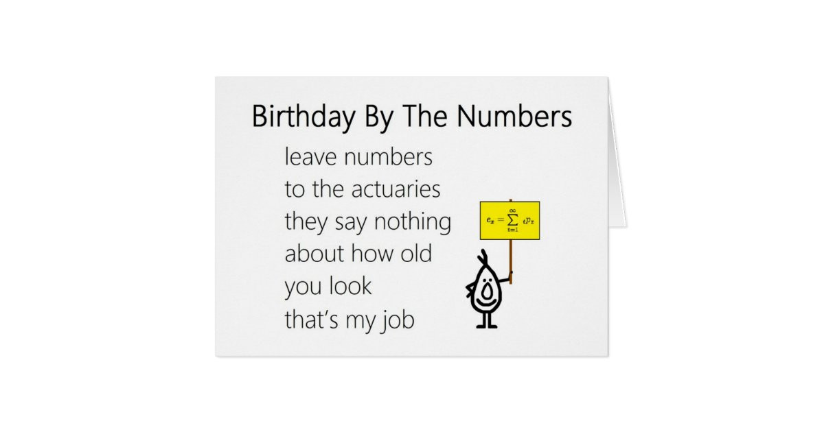 Funny 50th Birthday Poems
 Birthday By The Numbers a funny birthday poem Card